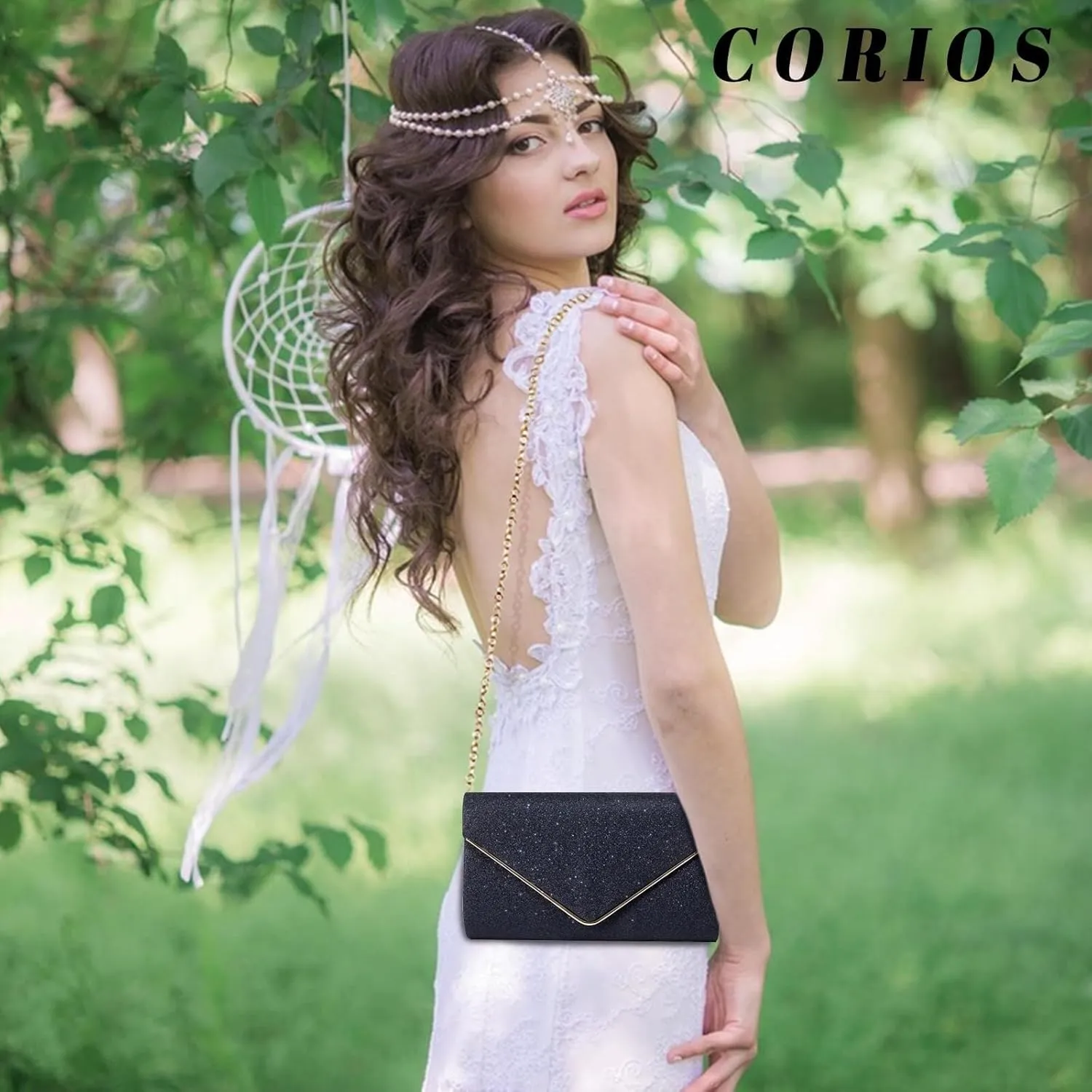 Elegant Shoulder Crossbody Women Envelope Clutch Sequins Evening Bridal Wedding Purse Glitter Sparkly Handbag