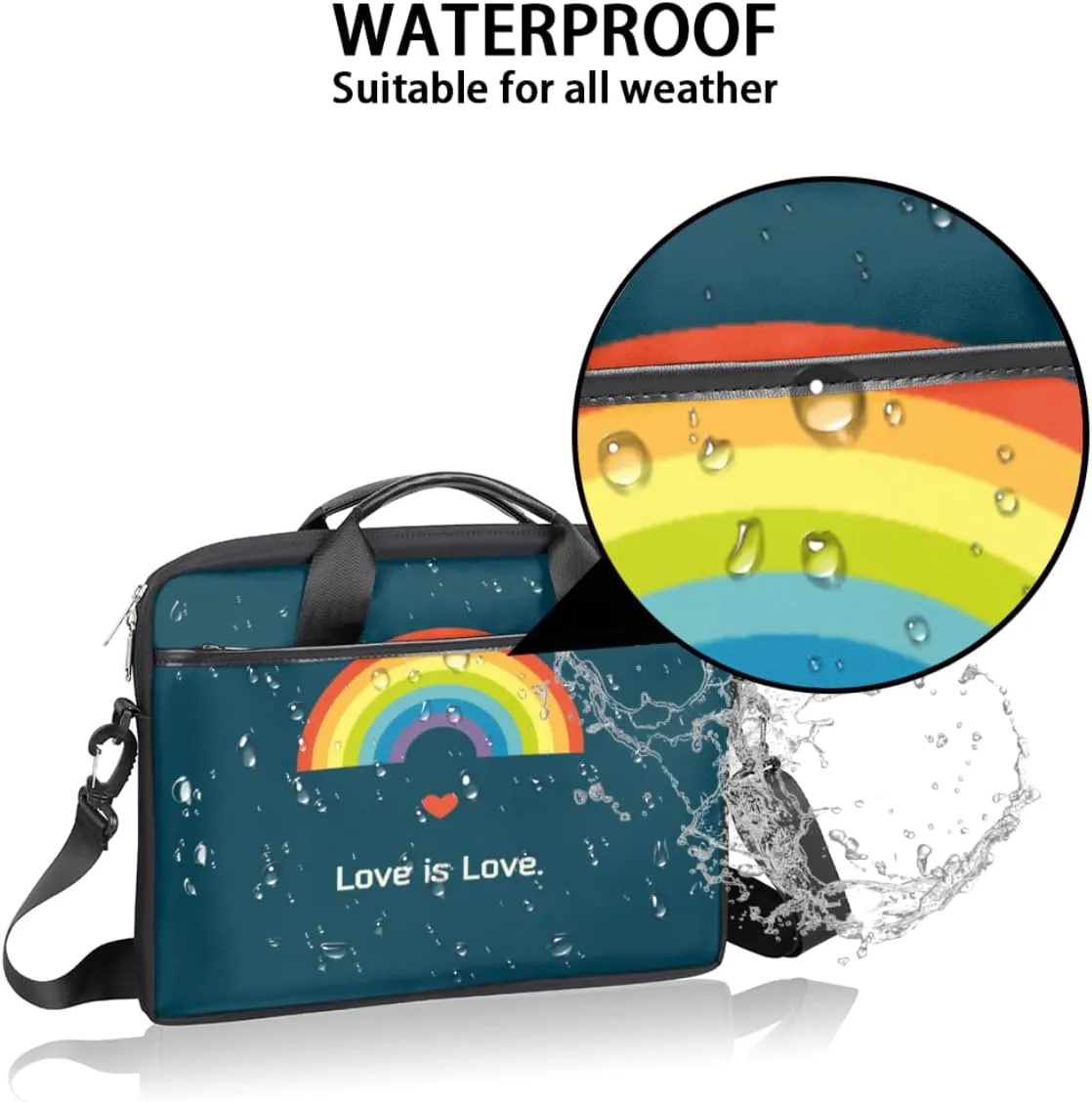 Elegant Swan Water Powder Laptop Shoulder Messenger Bag Waterproof Laptop Briefcase with Handle and Padded Strap Case Sleeve