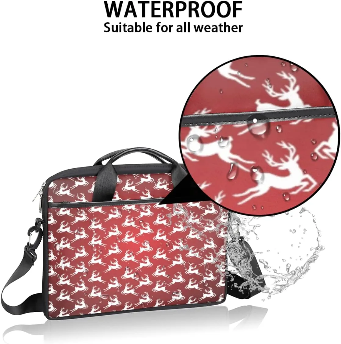 Elegant Swan Water Powder Laptop Shoulder Messenger Bag Waterproof Laptop Briefcase with Handle and Padded Strap Case Sleeve