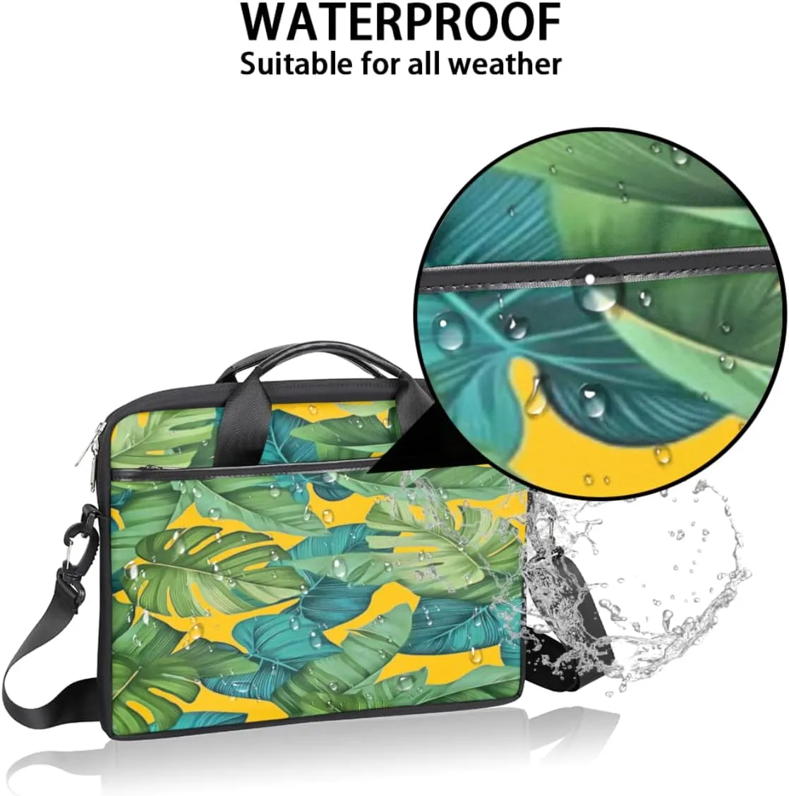 Elegant Swan Water Powder Laptop Shoulder Messenger Bag Waterproof Laptop Briefcase with Handle and Padded Strap Case Sleeve