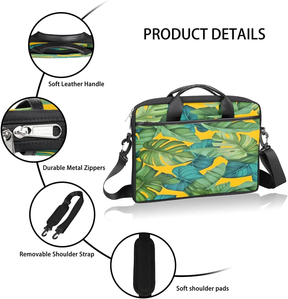 Elegant Swan Water Powder Laptop Shoulder Messenger Bag Waterproof Laptop Briefcase with Handle and Padded Strap Case Sleeve