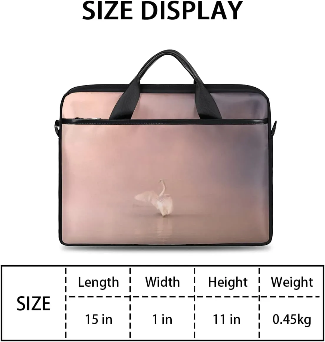 Elegant Swan Water Powder Laptop Shoulder Messenger Bag Waterproof Laptop Briefcase with Handle and Padded Strap Case Sleeve