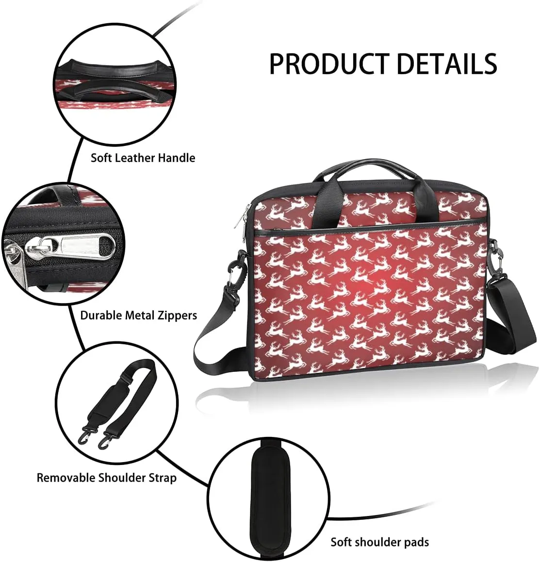 Elegant Swan Water Powder Laptop Shoulder Messenger Bag Waterproof Laptop Briefcase with Handle and Padded Strap Case Sleeve