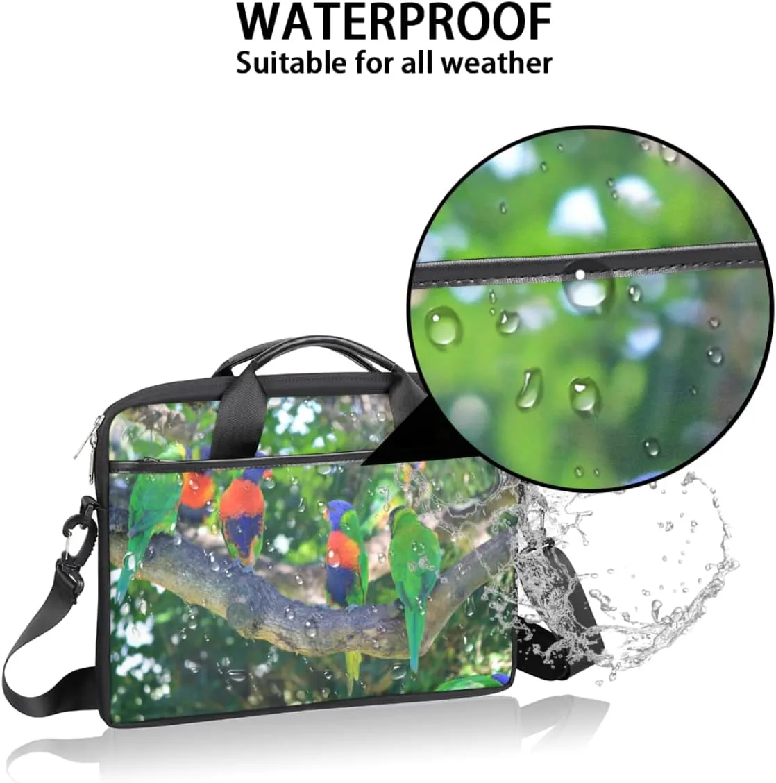 Elegant Swan Water Powder Laptop Shoulder Messenger Bag Waterproof Laptop Briefcase with Handle and Padded Strap Case Sleeve