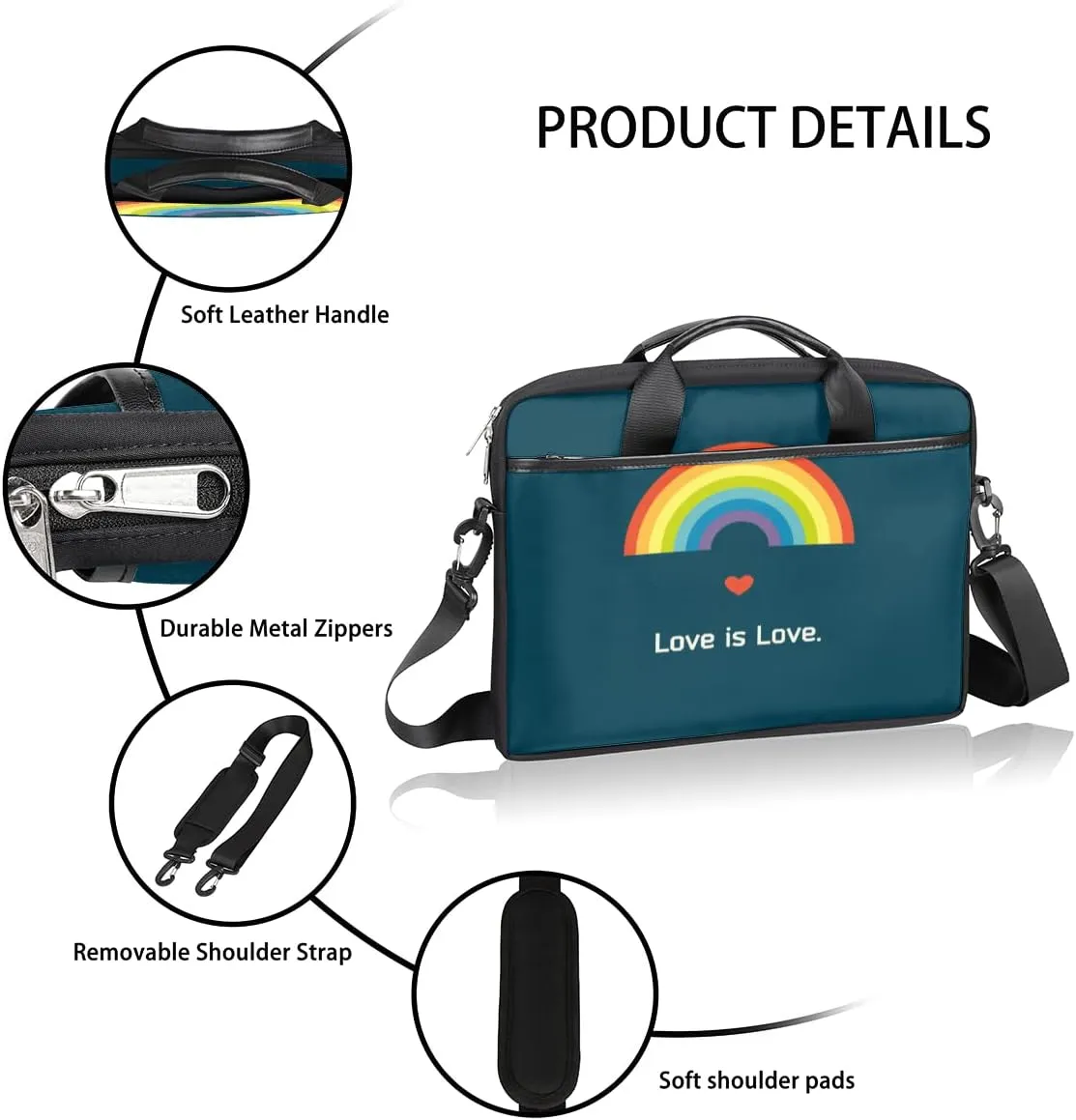 Elegant Swan Water Powder Laptop Shoulder Messenger Bag Waterproof Laptop Briefcase with Handle and Padded Strap Case Sleeve