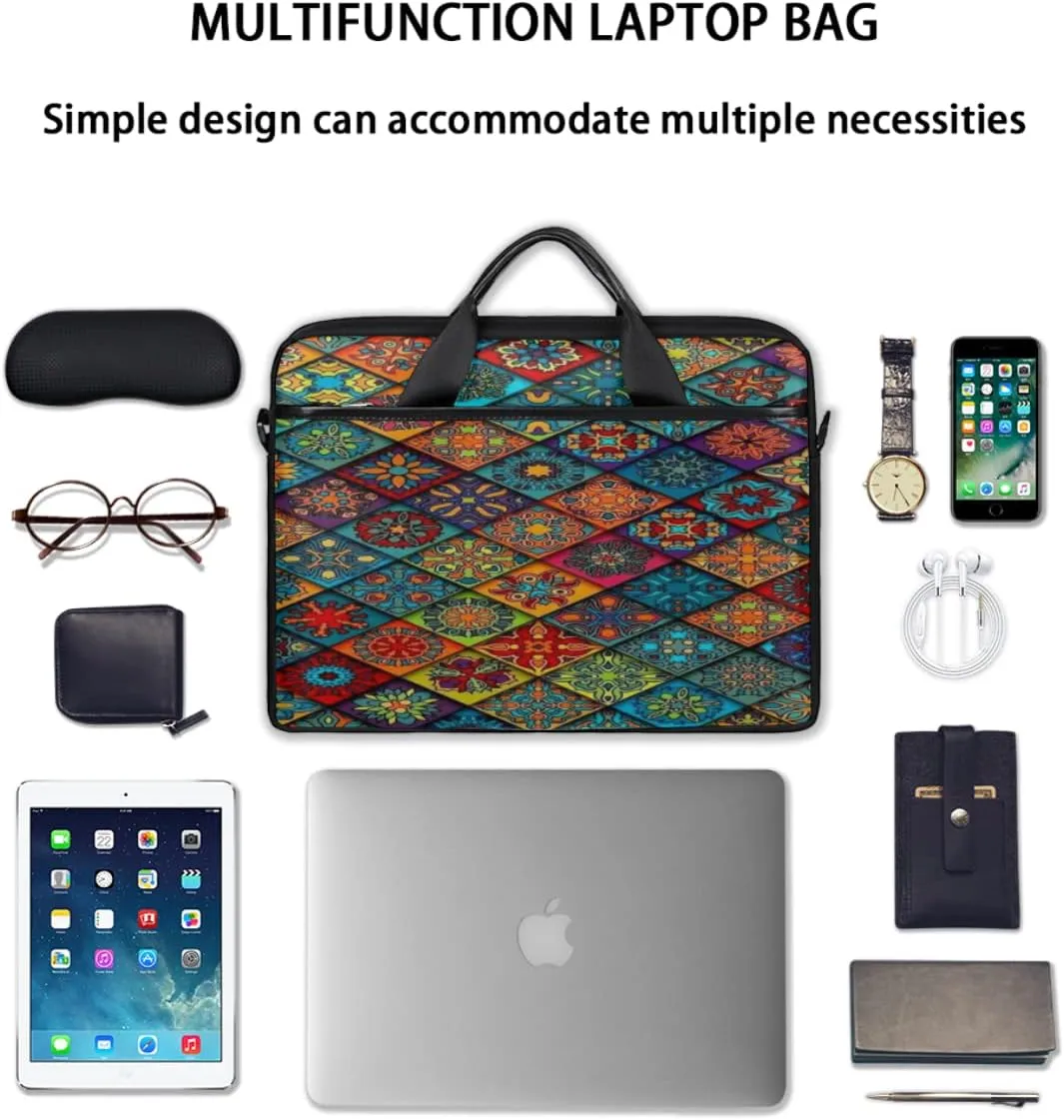 Elegant Swan Water Powder Laptop Shoulder Messenger Bag Waterproof Laptop Briefcase with Handle and Padded Strap Case Sleeve