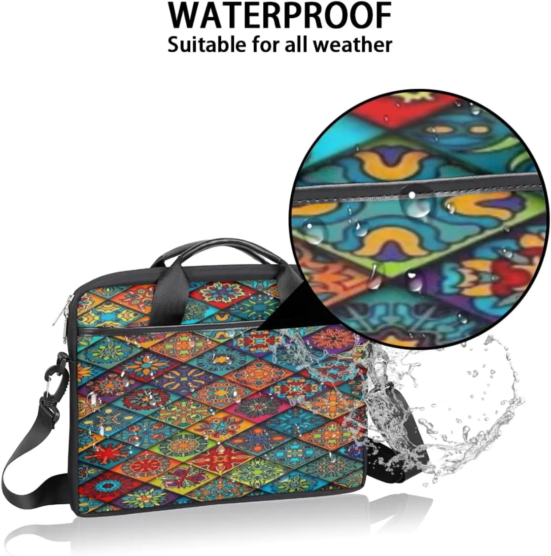 Elegant Swan Water Powder Laptop Shoulder Messenger Bag Waterproof Laptop Briefcase with Handle and Padded Strap Case Sleeve