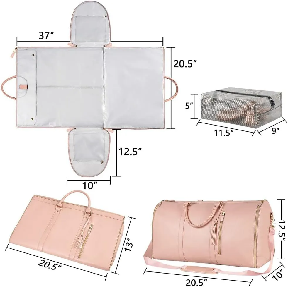 Emmafy Travel Bags for Women,Convertible Garment Duffle Bags for Travel, 2 in 1 Hanging Suitcase Suit Foldable Travel Duffel Bags (F)