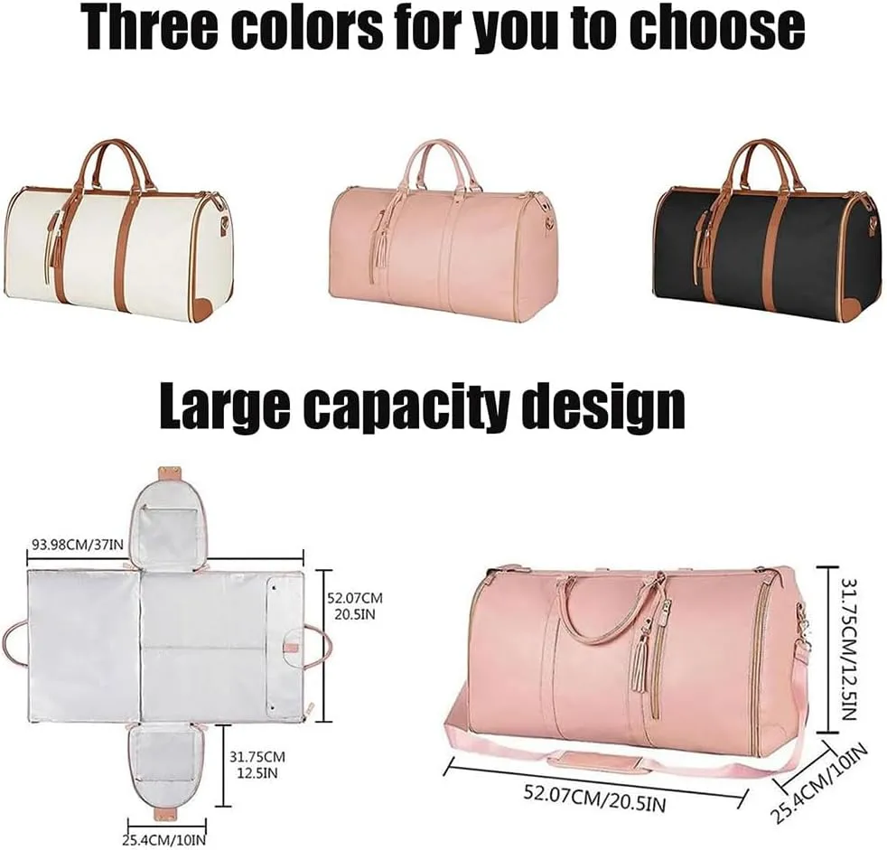 Emmafy Travel Bags for Women,Convertible Garment Duffle Bags for Travel, 2 in 1 Hanging Suitcase Suit Foldable Travel Duffel Bags (F)