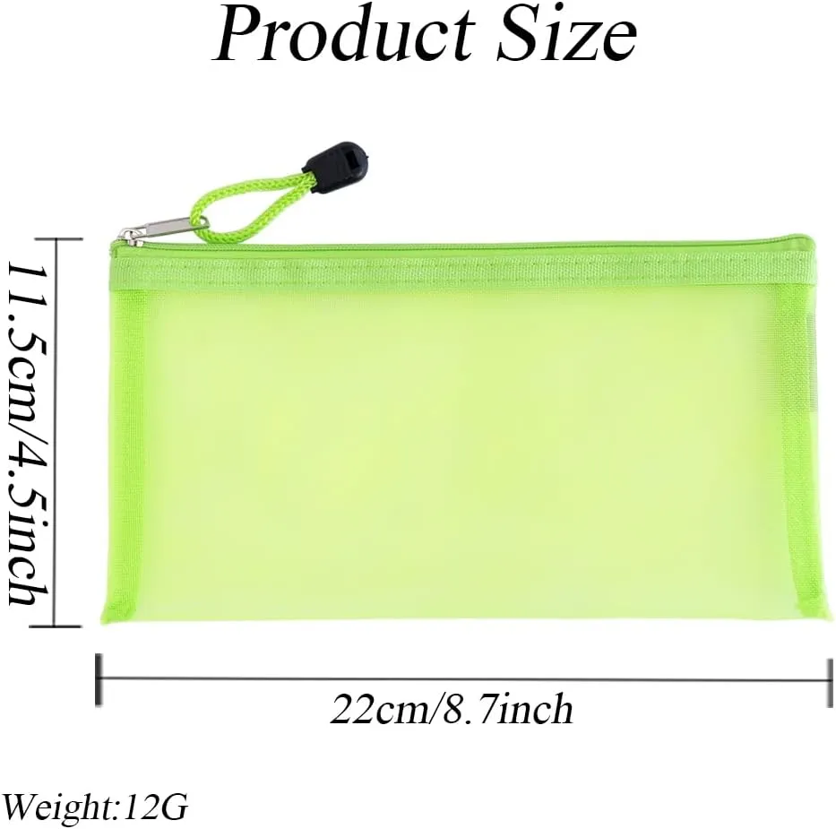 Erioctry 2PCS Mesh Mesh Makeup Bags with Zipper Portable Reusable Cosmetic Bag Multipurpose Nylon Zip Pouch Case Storage Pockets for Travel Office Daily Accessories