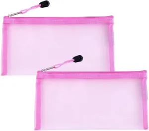 Erioctry 2PCS Mesh Mesh Makeup Bags with Zipper Portable Reusable Cosmetic Bag Multipurpose Nylon Zip Pouch Storage Pockets for Travel Office Daily Accessories