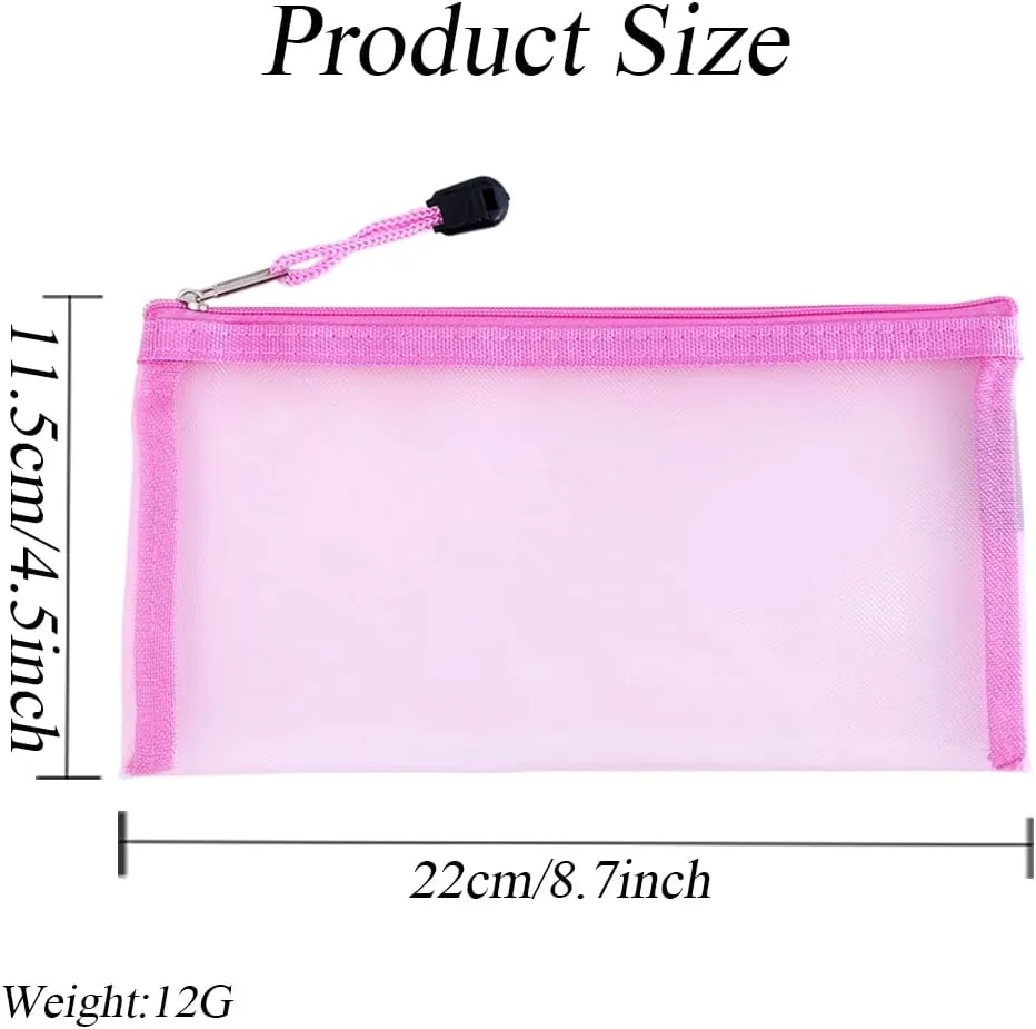 Erioctry 2PCS Mesh Mesh Makeup Bags with Zipper Portable Reusable Cosmetic Bag Multipurpose Nylon Zip Pouch Storage Pockets for Travel Office Daily Accessories