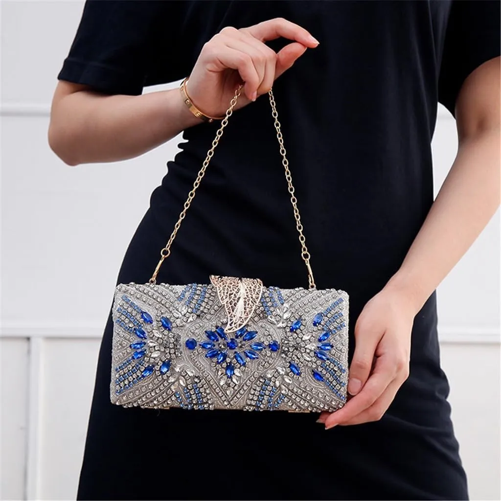Evening Bag with Diamond Clasp Clutch Bag Small Square Bag Women's Bag(E)