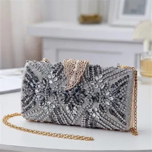 Evening Bag with Diamond Clasp Clutch Bag Small Square Bag Women's Bag(E)