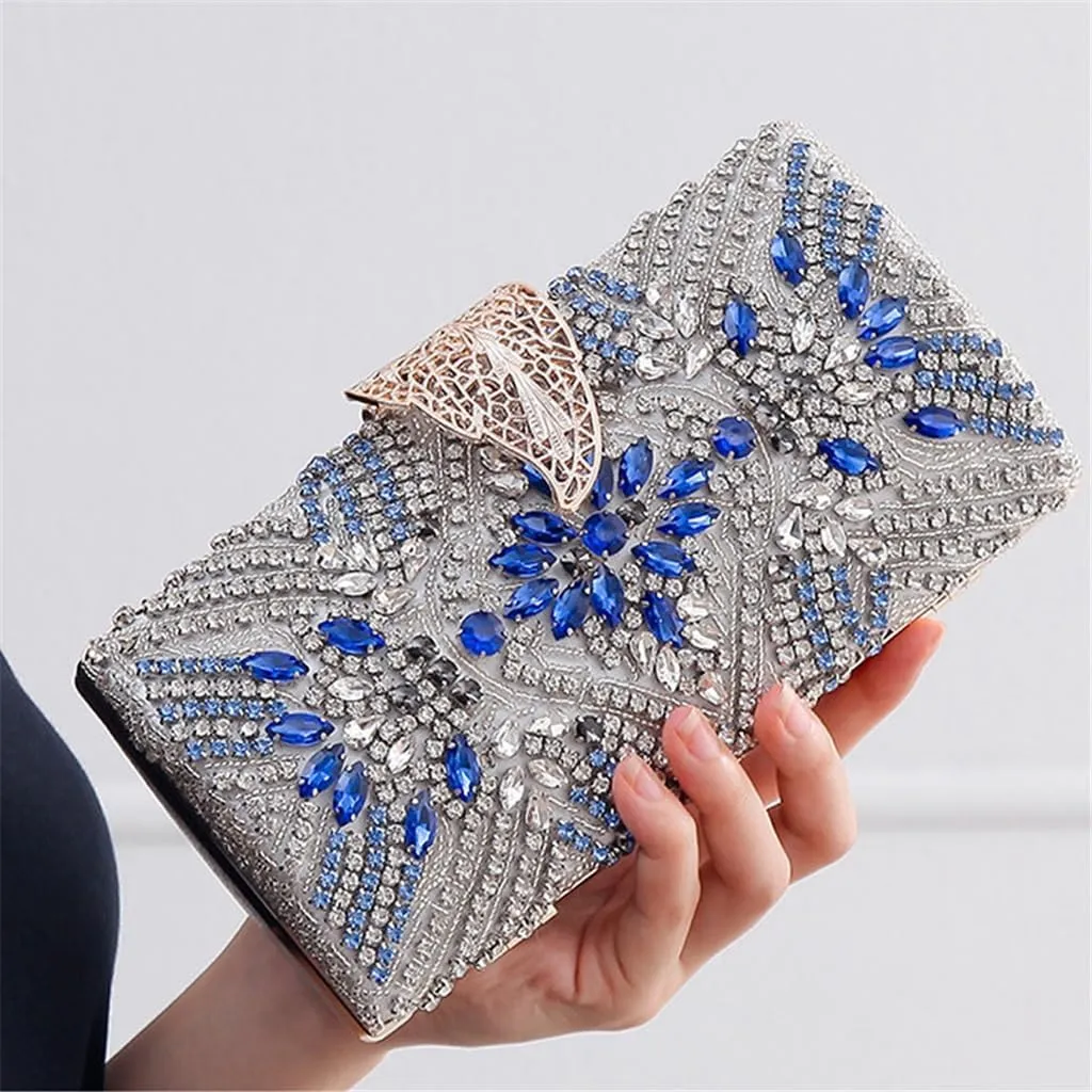 Evening Bag with Diamond Clasp Clutch Bag Small Square Bag Women's Bag(E)