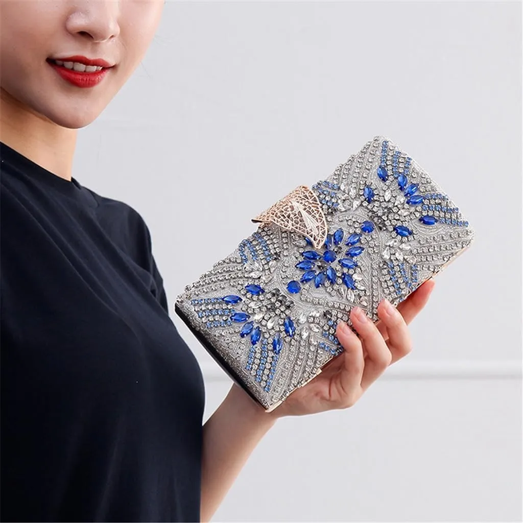 Evening Bag with Diamond Clasp Clutch Bag Small Square Bag Women's Bag(E)
