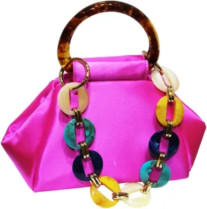 Exquisite Evening Clutch for Women Gorgeous Satin Handbag for Party Wedding Bag Chic Acrylic Chain Purses