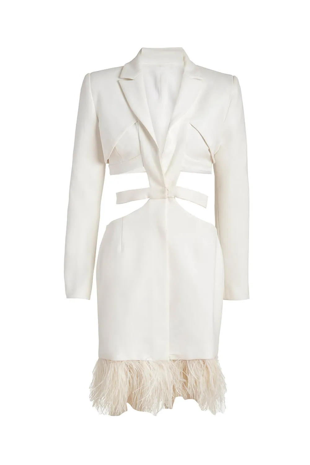 Feather Trim Cut-Out Mini Dress