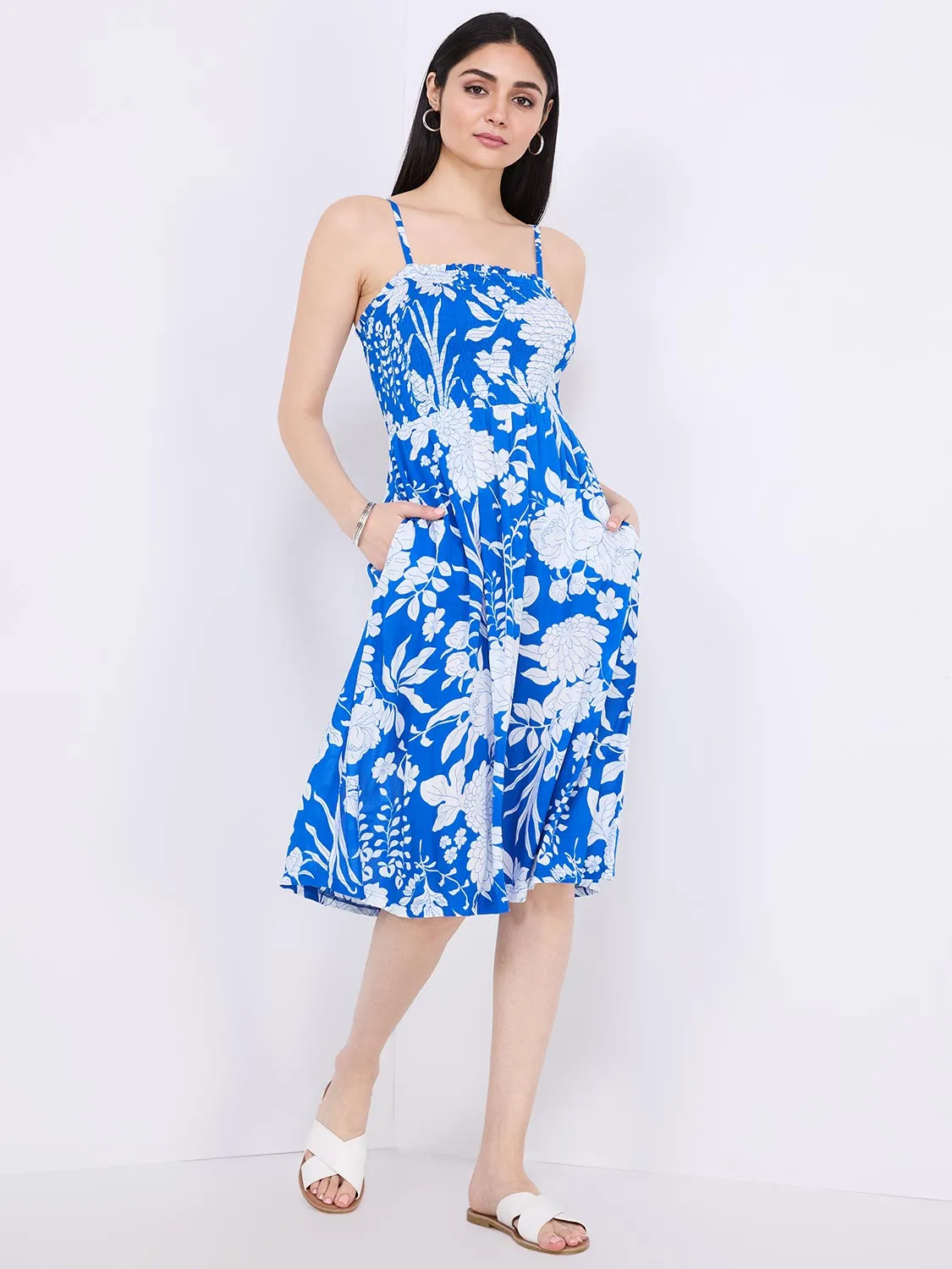 Floral Print Spaghetti Strap Midi Dress