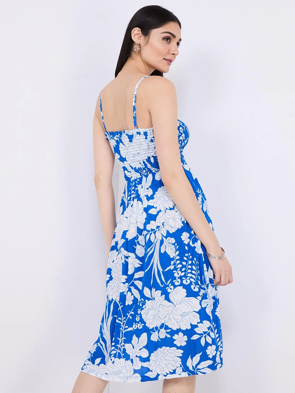 Floral Print Spaghetti Strap Midi Dress