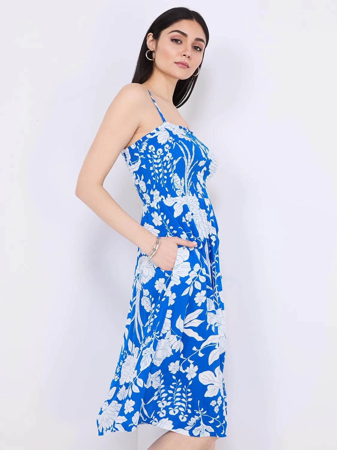 Floral Print Spaghetti Strap Midi Dress