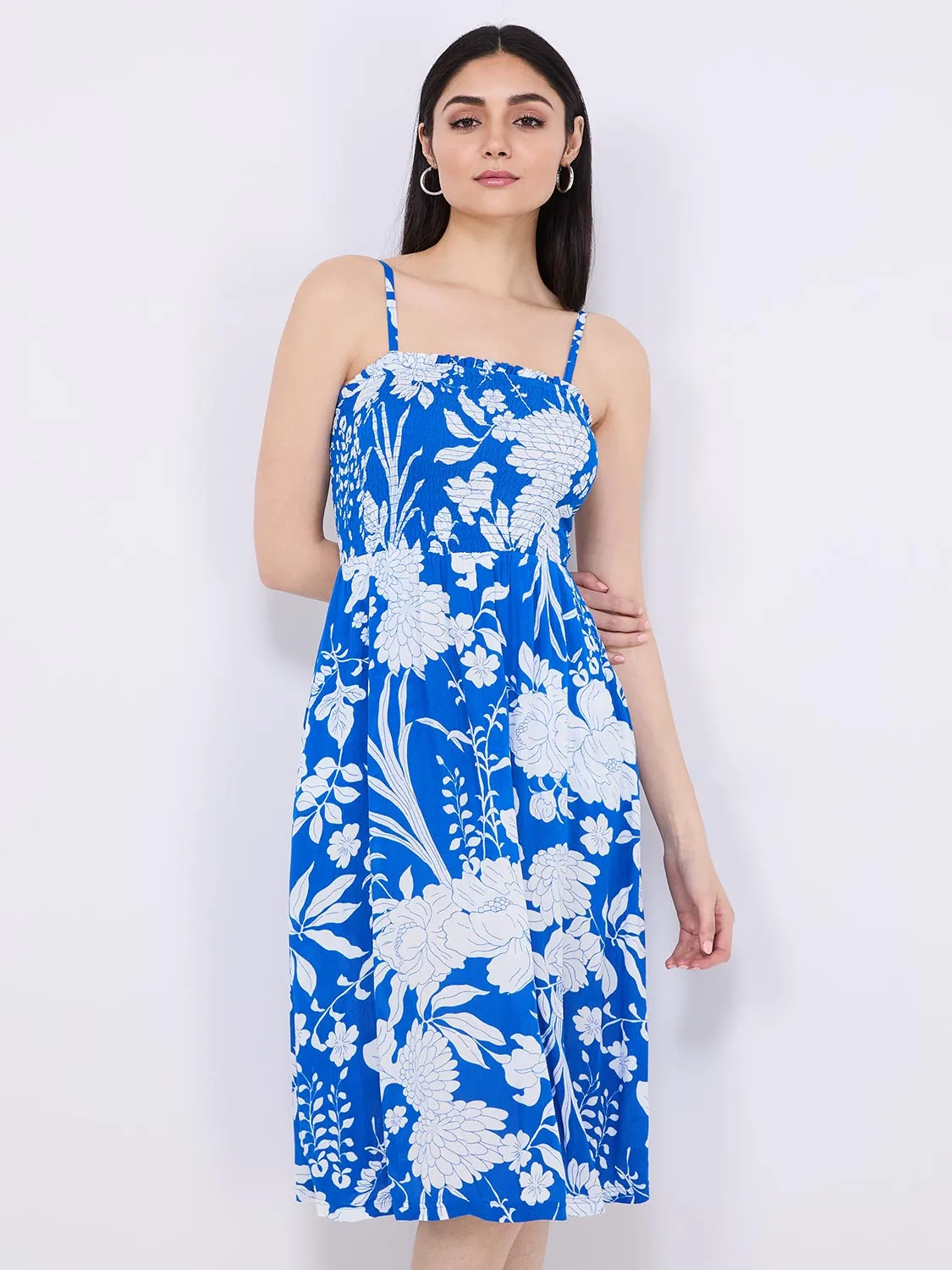 Floral Print Spaghetti Strap Midi Dress