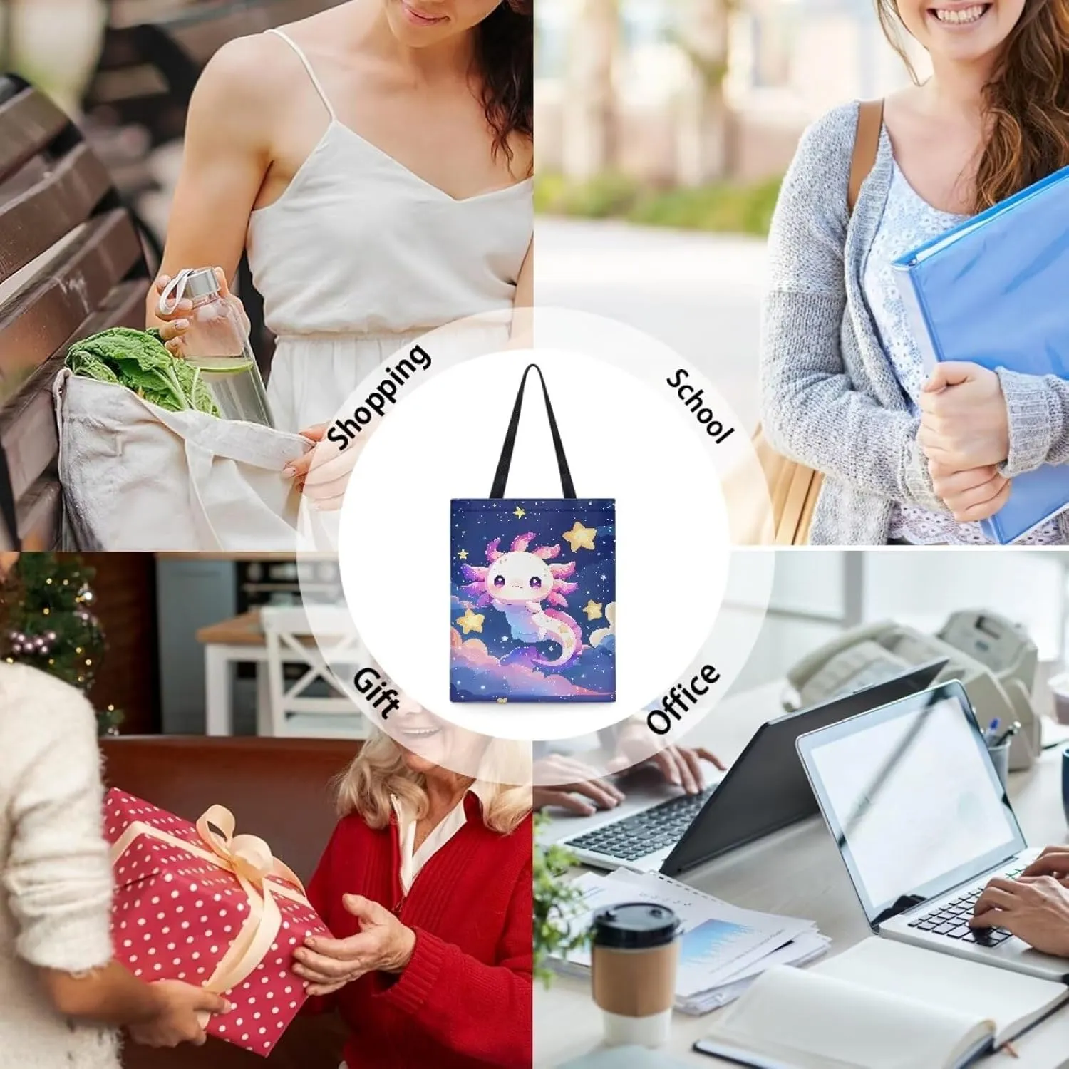 FOR U DESIGNS Women Canvas Reusable Tote Bag Women Shopping Tote Bags Book Bags