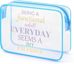 Funny Gifts for Friends Clear Makeup Bag Sarcastic Gifts for Coworkers Adult Funny Sayings Present Cosmetic Bag with Zipper Christmas Birthday Present for Her Sister Aunt Travel Toiletry Pouch