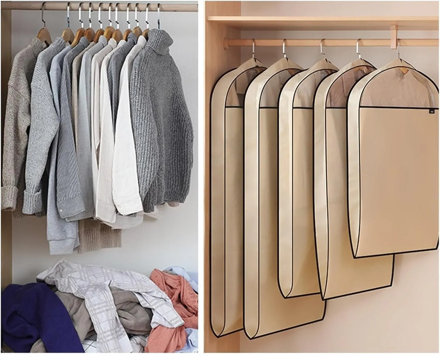 Garment Bags Three-dimensional Clothing Dust Cover, Breathable Clothing Storage Suit, Cloth Coat Cover Down Jacket Hanging Bag Clothing dust Cover (Color : A, Size : 60 * 90 * 11cm)