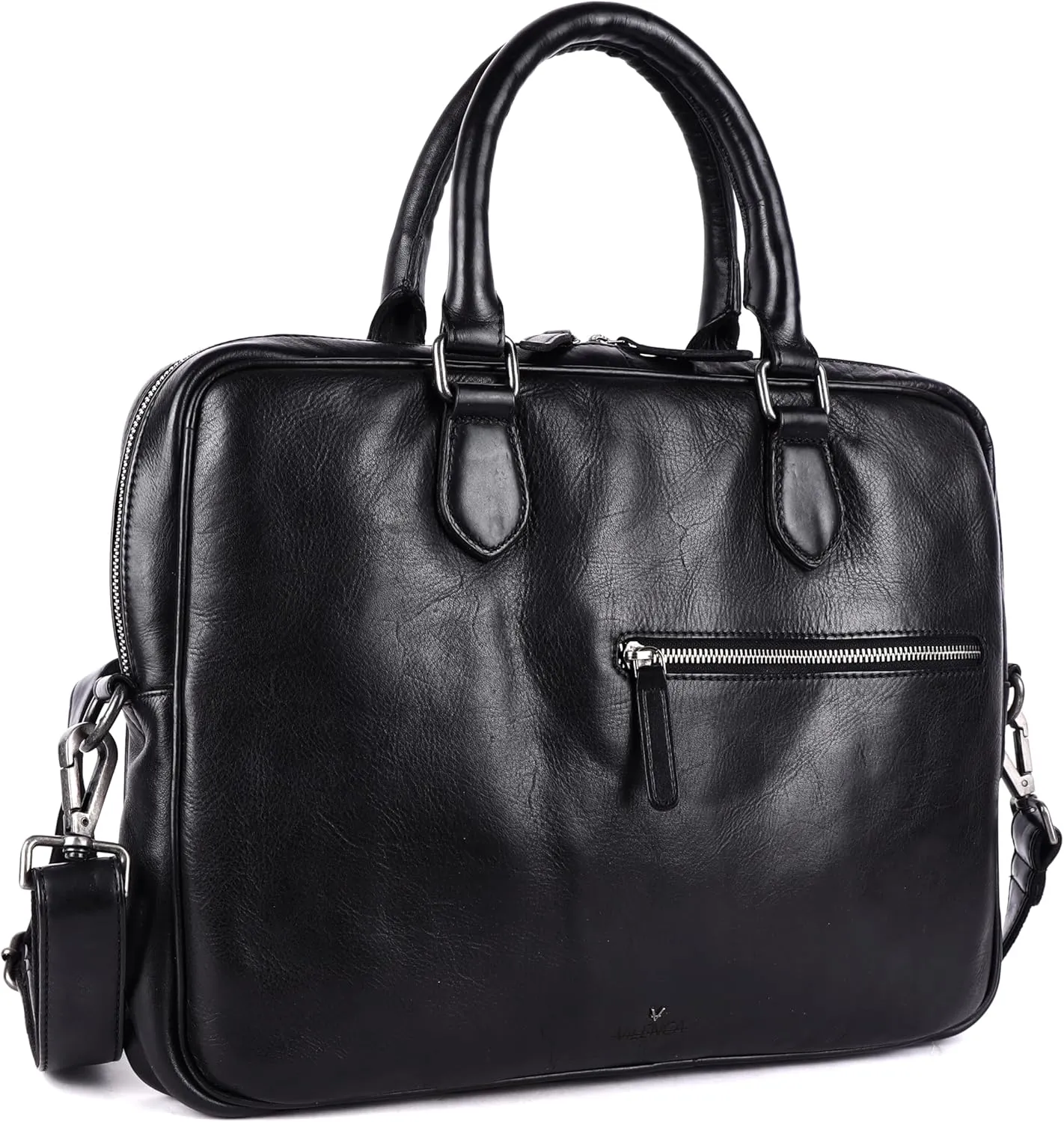 Genuine Italian Leather 14-Inch Laptop Messenger Bag for Men  Multifunctional Satchel Shoulder Bag with Detachable Strap