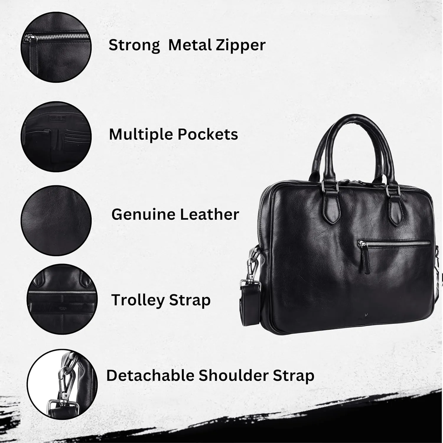 Genuine Italian Leather 14-Inch Laptop Messenger Bag for Men  Multifunctional Satchel Shoulder Bag with Detachable Strap