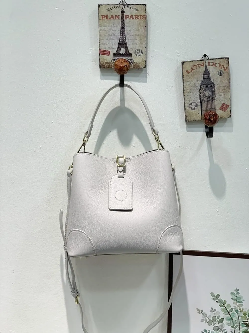 Genuine Leather Bucket Bags Women's Unique Shoulder Bags Hobo Handbags Multipurpose Design