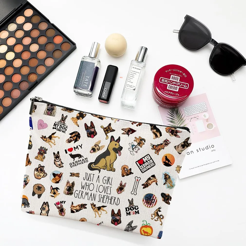 German Shepherd Cosmetic Bag, Funny Makeup Bag for Dog Lovers Women Girls, Shepherd Owner Gifts, Birthday Valentine's Day Gift for Women