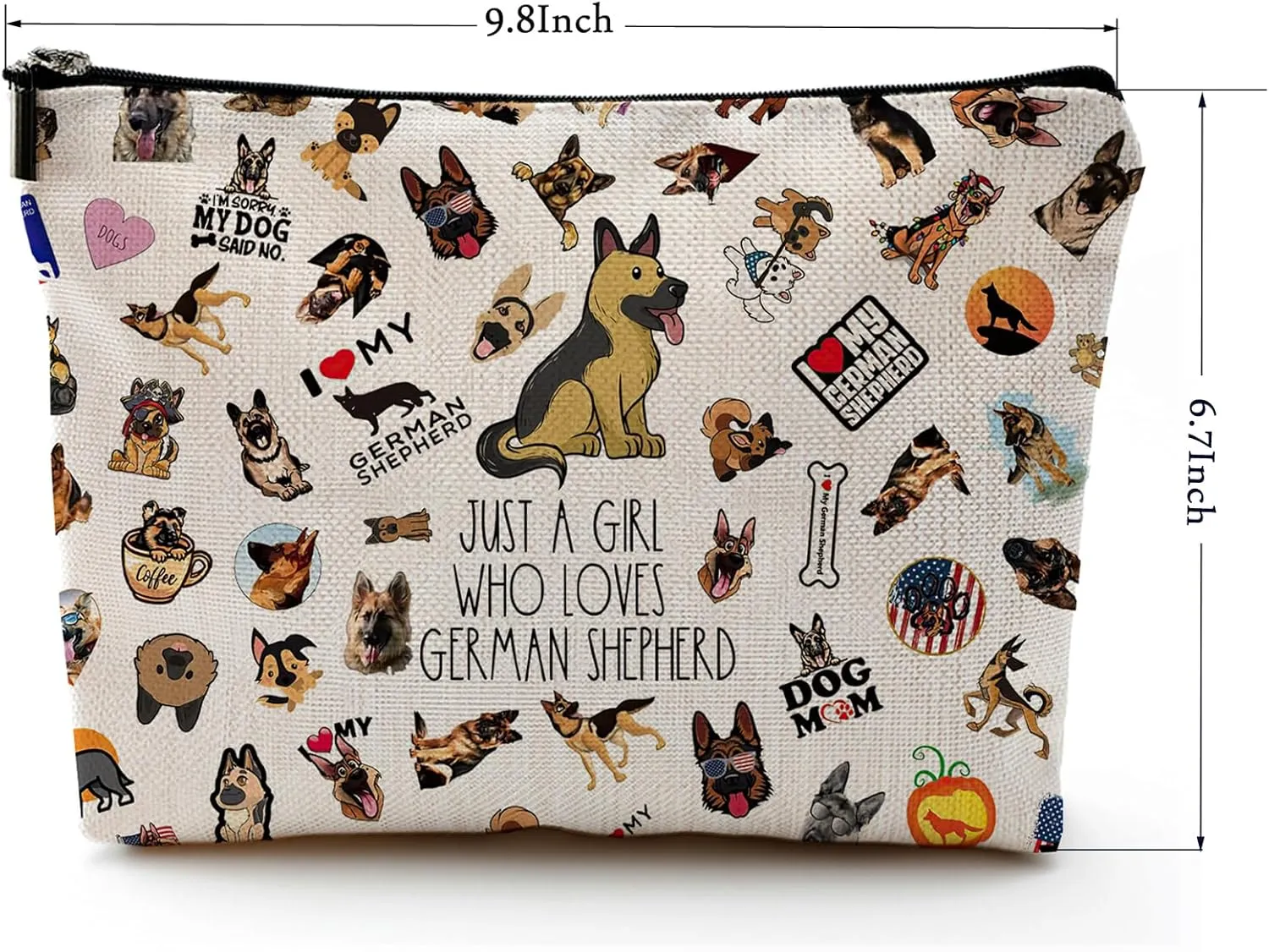 German Shepherd Cosmetic Bag, Funny Makeup Bag for Dog Lovers Women Girls, Shepherd Owner Gifts, Birthday Valentine's Day Gift for Women