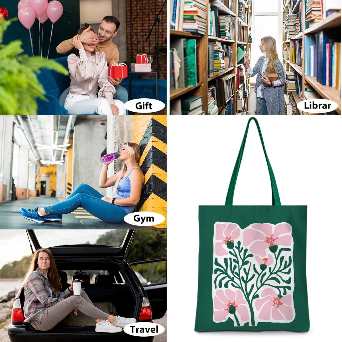 Gifts for Plant Lovers Tote Bag Flowers Beach Bag Insect Pumpkin Fall Halloween Travel Gifts Gardening