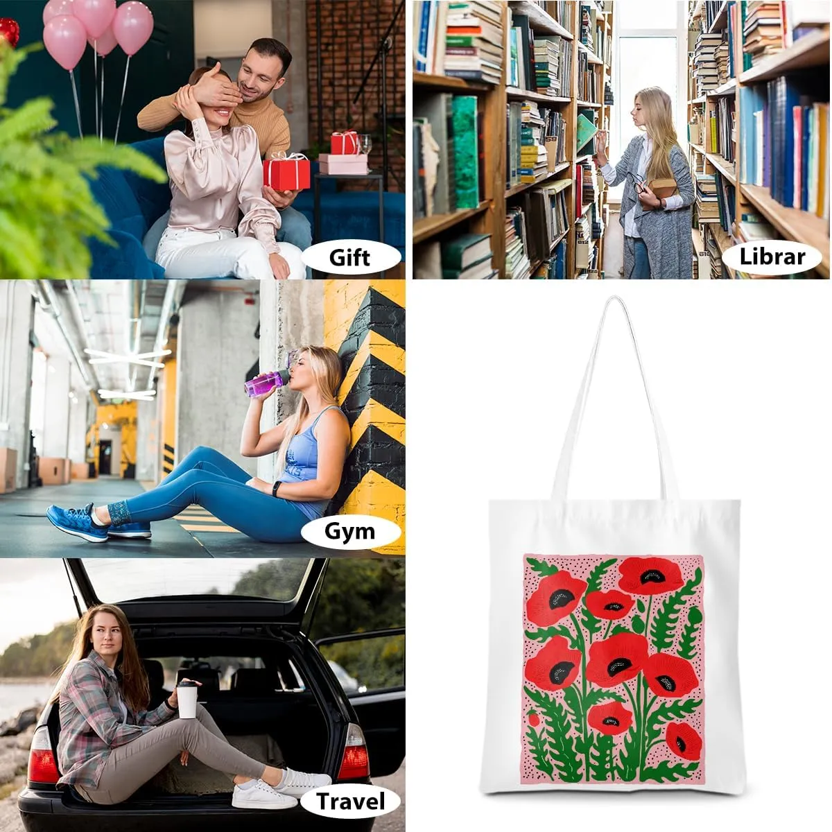 Gifts for Plant Lovers Tote Bag Flowers Beach Bag Insect Pumpkin Fall Halloween Travel Gifts Gardening