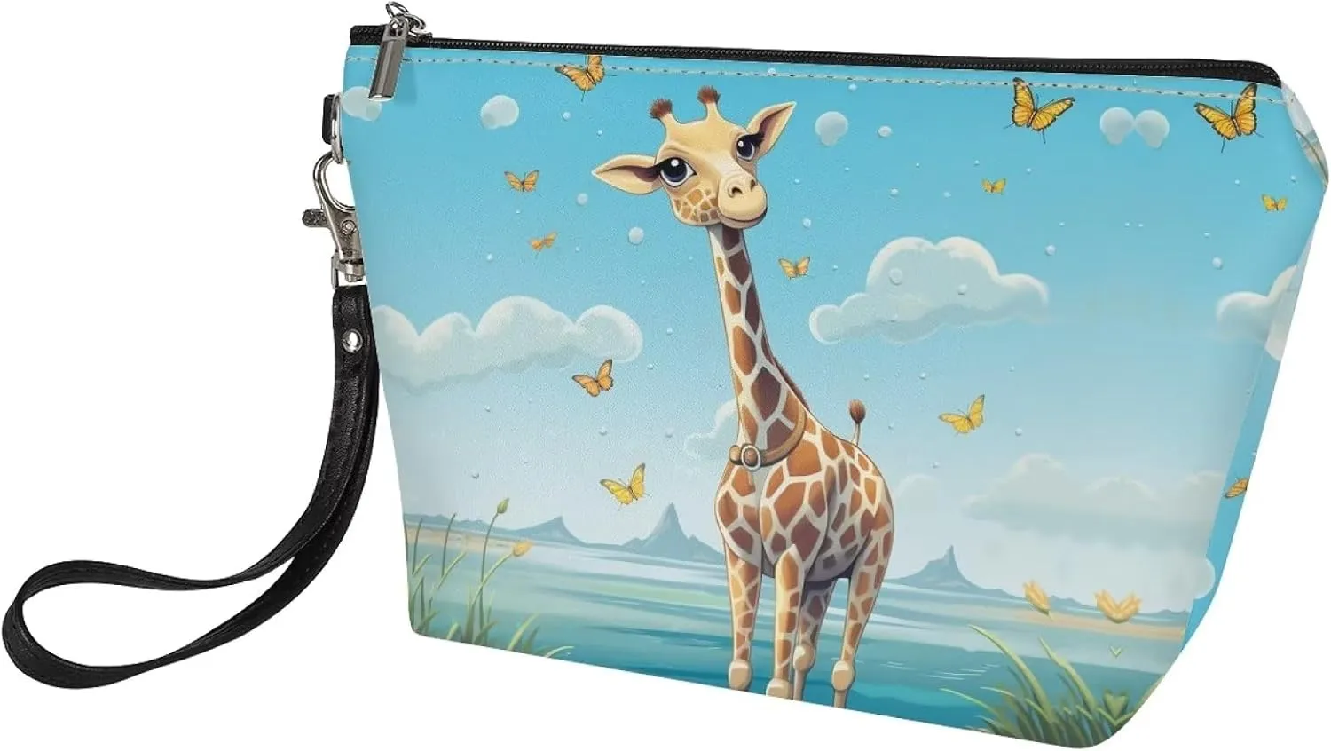 Giraffe Cosmetic Bag Small Makeup Bag Cosmetics Bags PU Leather Storage Pouch Multifunctional Travel Small Zipper Organizer for Beach School Workout Home
