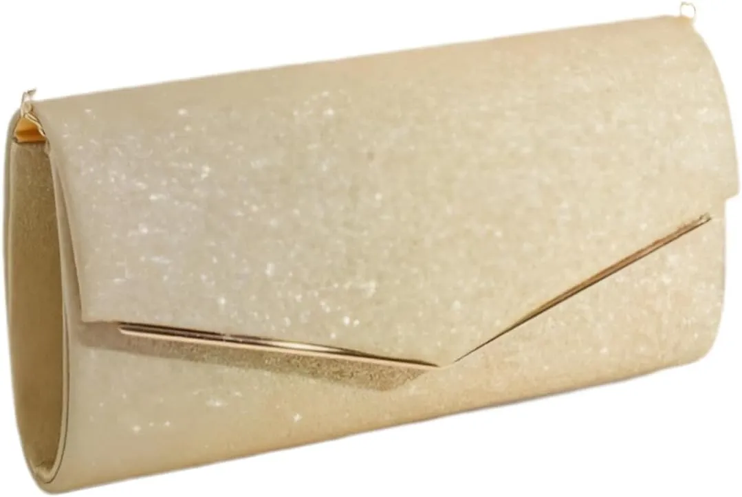 Glitter Clutch Purse with Chain Strap  Elegant Ladies Evening Bag, Small Party Handbag for Formal Events