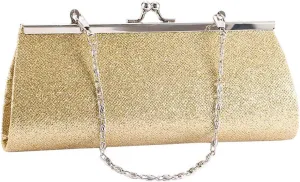 Gold Glitter Evening Purse, Elegant Clutch Purse for Banquet Wedding Party Women Handbag with Detachable Chain