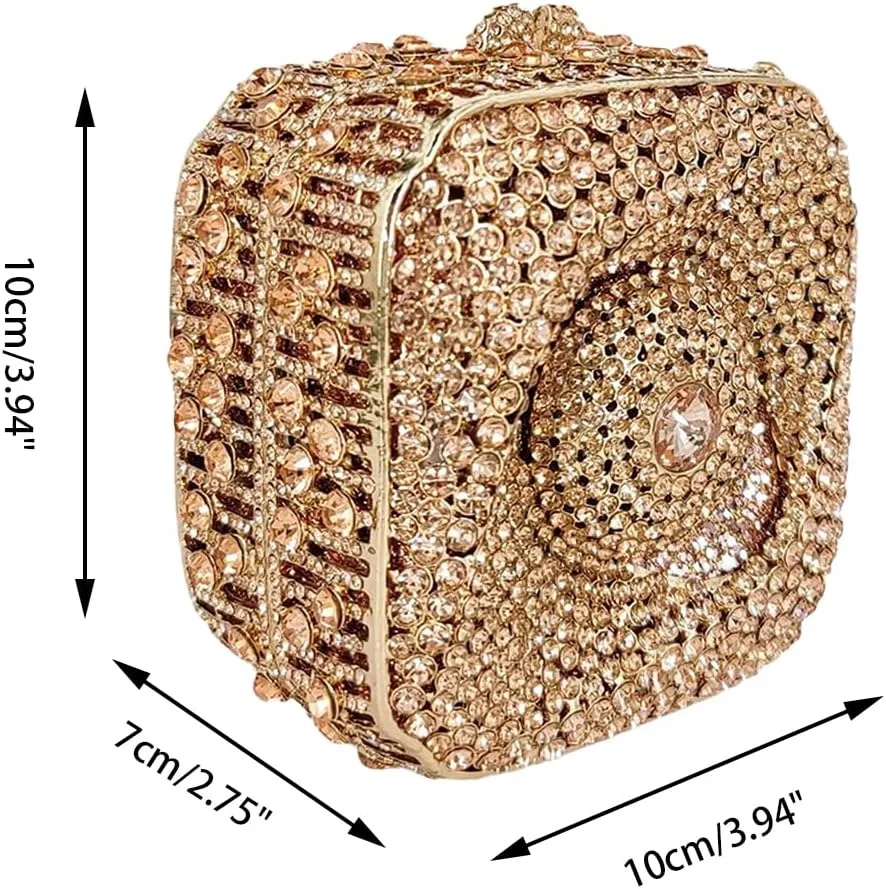 Gorgeous Ladies Evil Eye Evening Handbag Rhinestone Clutch Box Mini Crystal Purse Party Clutch for Prom Cocktail
