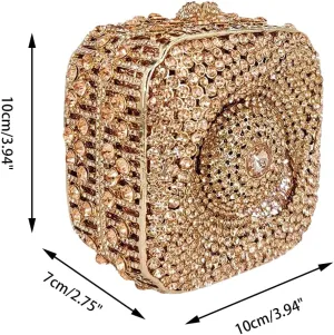 Gorgeous Ladies Evil Eye Evening Handbag Rhinestone Clutch Box Mini Crystal Purse Party Clutch for Prom Cocktail