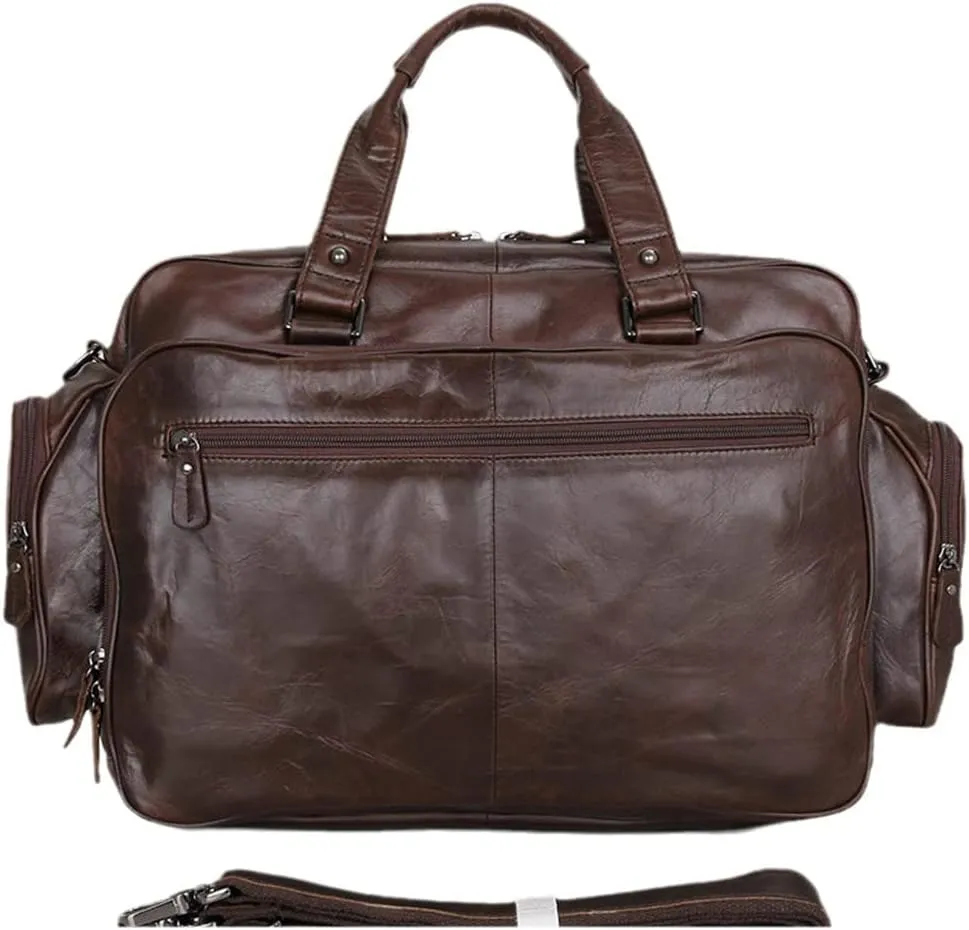 Haitpant Men Business Briefcase Genuine Leather 15" Laptop Handbag Multifunctional Double Layer Messenger Bag