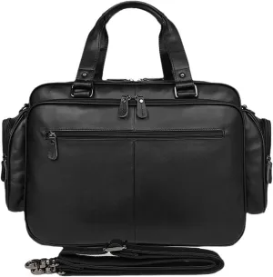Haitpant Men Business Briefcase Genuine Leather 15" Laptop Handbag Multifunctional Double Layer Messenger Bag