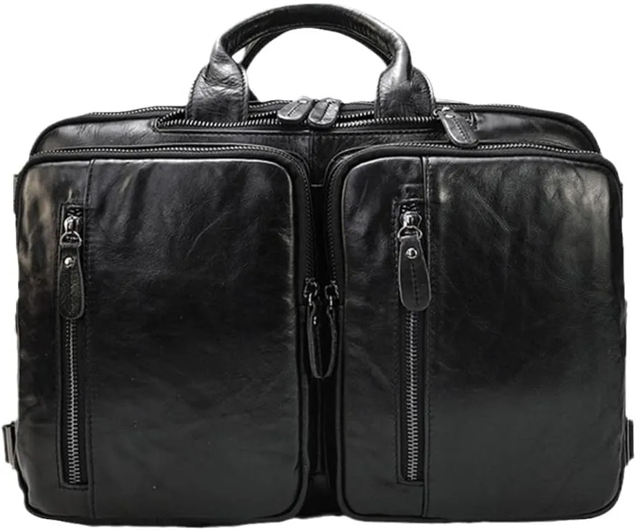 Haitpant Men Business Briefcase Genuine Leather Laptop Handbag Multifunctional Cowhide Shoulder Messenge Tote