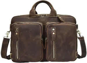 Haitpant Men Business Briefcase Genuine Leather Laptop Handbag Multifunctional Cowhide Shoulder Messenge Tote