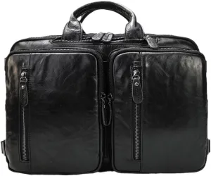 Haitpant Men Business Briefcase Genuine Leather Laptop Handbag Multifunctional Cowhide Shoulder Messenge Tote
