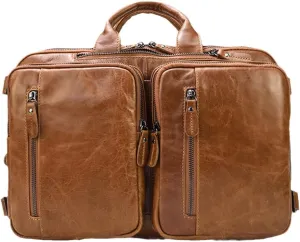 Haitpant Men Business Briefcase Genuine Leather Laptop Handbag Multifunctional Cowhide Shoulder Messenge Tote