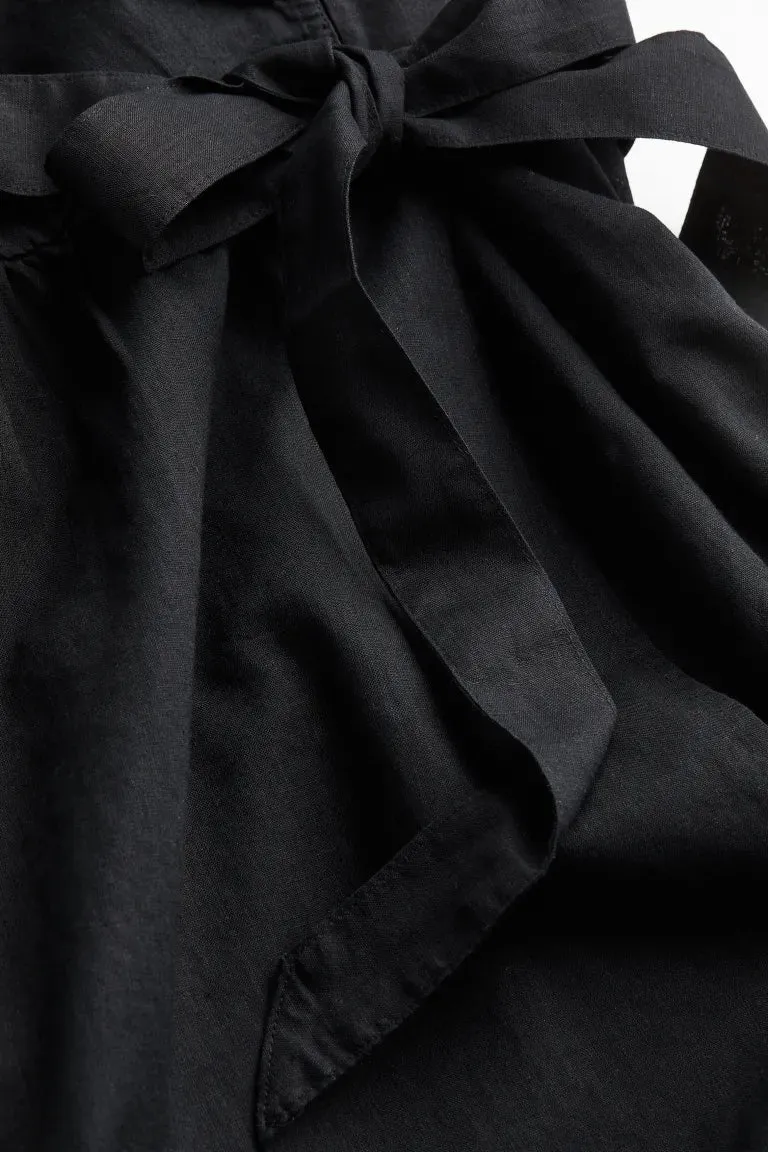 H&M Linen Blend Wrap Dress, Black
