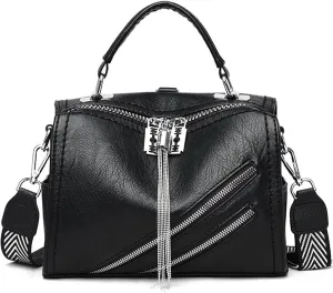Handbag for Women Convertible Tassels Backpack PU Leather Shoulder Bag Rivets Purse Multifunctional Top-Handle Satchel