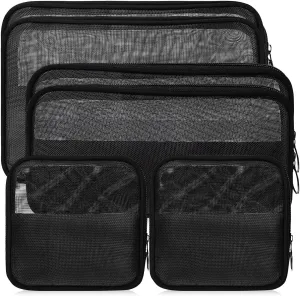 Healifty 6 Pcs Mesh Cosmetic Bags Black Zipper Makeup Pouch Purse Portable Breathable Travel Toiletry Organizer Multifunctional for Home Office Accessories Large Medium Small 3 Sizes